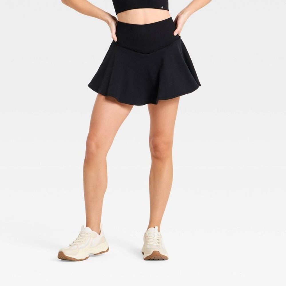 JoyLab Black French Terry Flared Athletic Skort with Pockets size Small